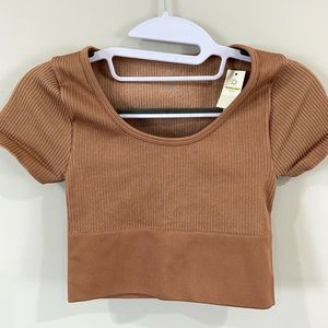 NWT Offline by Aerie Brown Ribbed Active Tee